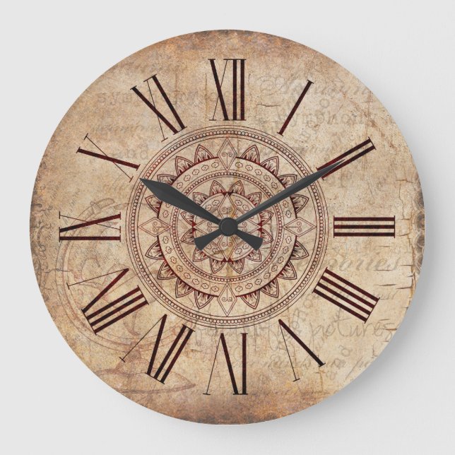 Bohemian Mandala Vintage Indian Style Wall Clock (Front)