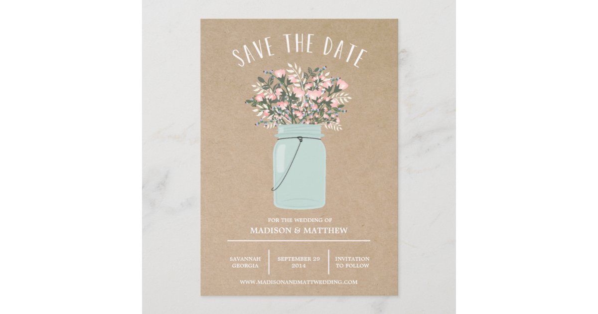 Download Bohemian Mason Jar | Save the Date Announcement | Zazzle.com