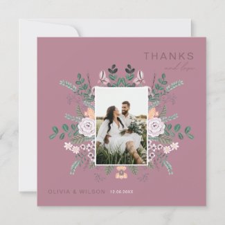 Bohemian mauve & green Chic Floral Flowers Invitation