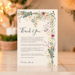 Bohemian meadow wild flowers spring graduation thank you card<br><div class="desc">Express your gratitude with our Bohemian Meadow Graduation Thank You Cards! Featuring whimsical wildflowers in boho retro shades of orange, red, peach, and green, alongside elegant brushed script typography on a soft beige ivory background. With space for three photos on the back, share cherished memories while extending your appreciation to...</div>