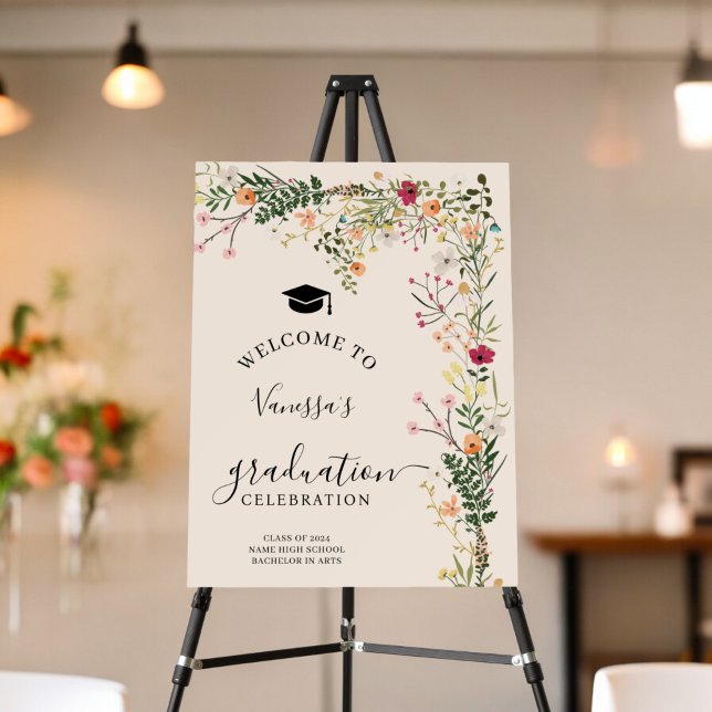Bohemian meadow wildflowers welcome graduation foam board (Bohemian meadow wildflowers welcome graduation foam board)