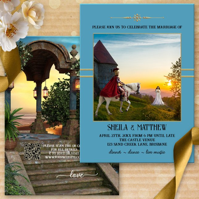 Bohemian Medieval Photo Wedding Invitation (Creator Uploaded)