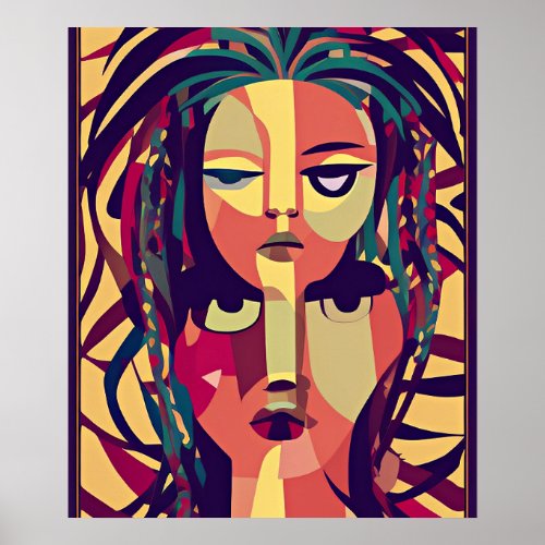 Bohemian Medusa abstract modern portrait Poster