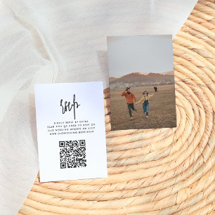 Bohemian Minimalist QR Code Photo Wedding RSVP Enclosure Card