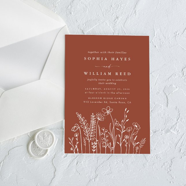 Bohemian Minimalist Terracotta Wedding Acrylic Invitations (Creator Uploaded)