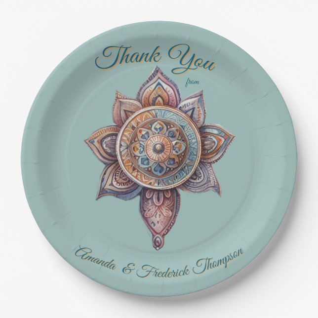 Bohemian mix of colours and decor theme paper plates (Front)