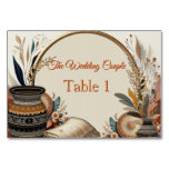 Bohemian mix of colours and decor theme table number