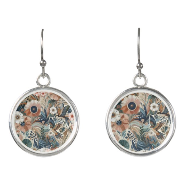 Bohemian mix of colours and flower theme earrings (Front)