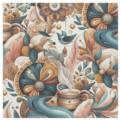 Bohemian mix of colours and flower theme fabric