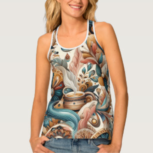 Bohemian mix of colours and flower theme tank top