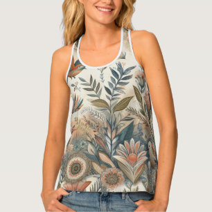 Bohemian mix of colours and flower theme tank top