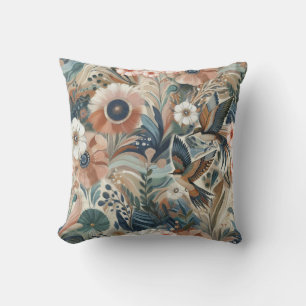 Bohemian mix of colours and flower theme throw pillow