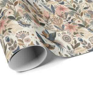 Bohemian mix of colours and flower theme wrapping paper