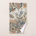 Bohemian mix of teal, magenta,purple flowers bath towel set