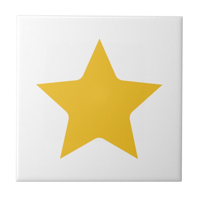 Bohemian Modern Boho Yellow Gold Star White Ceramic Tile (Front)