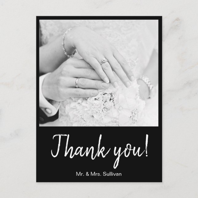 Bohemian Modern Photograph Black Frame Thank you Postcard (Front)