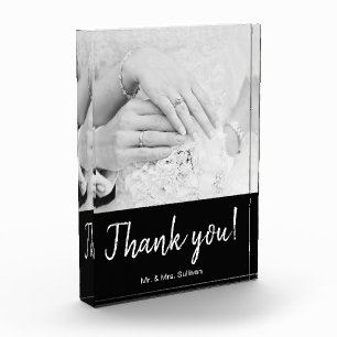 Bohemian Modern Photograph Black Thank you Photo Block