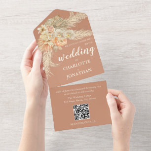 Bohemian Modern Terracotta Wedding All In One Invi All In One Invitation
