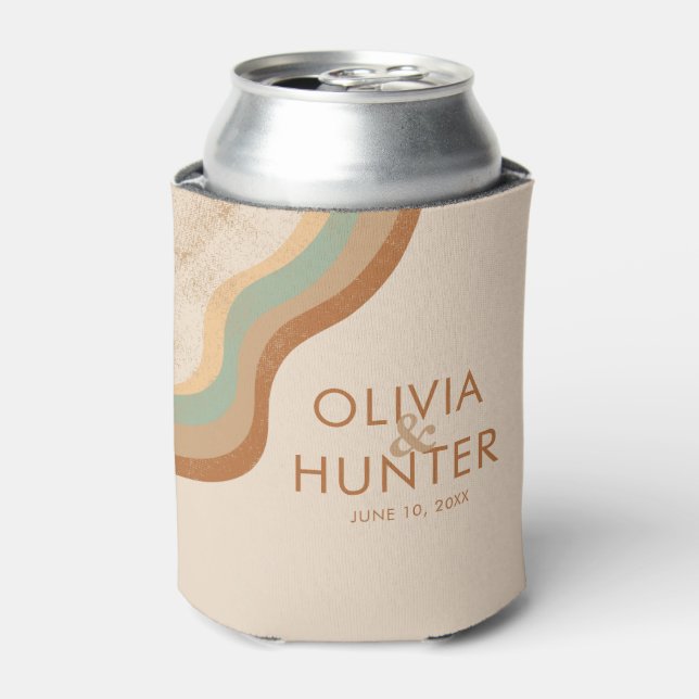 Bohemian Modern Terracotta Wedding Can Cooler (Can Front)