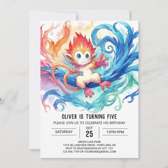 Bohemian Monkey Birthday Invitation (Front)
