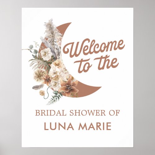 Bohemian Moon Bridal Shower Welcome Poster