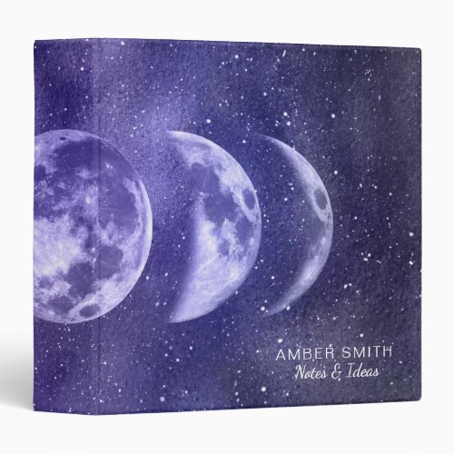 Bohemian Moon Phases Space Pattern 3 Ring Binder