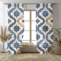 Bohemian Moroccan Blue Curtain