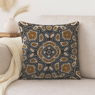 Bohemian Moroccan Geometric Mandala Art Pattern Throw Pillow