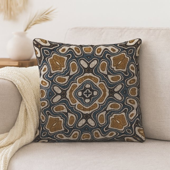 Bohemian Moroccan Geometric Mandala Art Pattern Throw Pillow (Creator Uploaded)