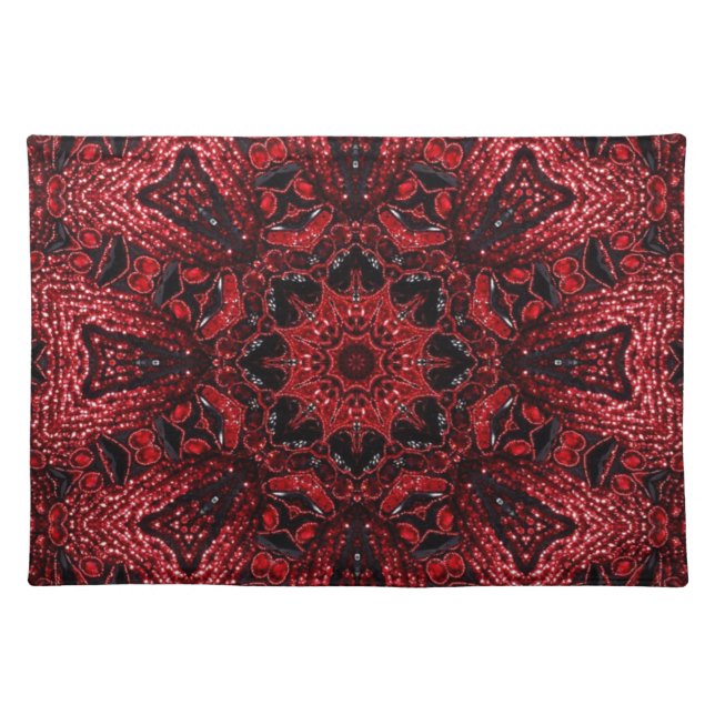 bohemian moroccan maroon burgundy mandala cloth placemat (Front)