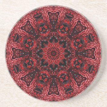 Bohemian Moroccan Maroon Burgundy Mandala Coaster by cranberrysky at Zazzle