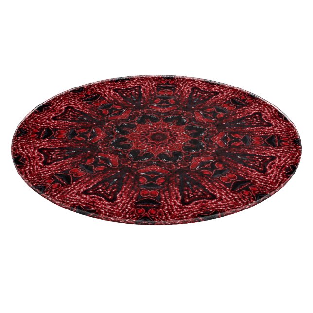 bohemian moroccan maroon burgundy mandala cutting board (Corner)