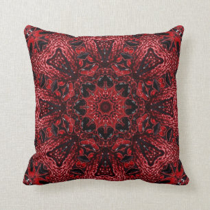 bohemian moroccan maroon burgundy mandala throw pillow