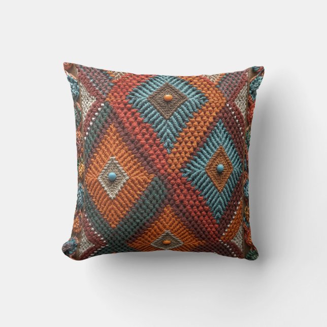 Bohemian Mosaic Throw Pillow (Front)