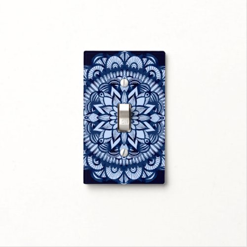 Bohemian Navy Blue Tie Dye Mandala Light Switch Cover