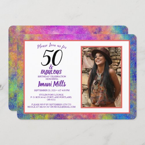 Bohemian Nebula Art 50 and Fabulous Birthday Invitation