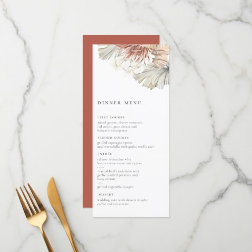 Bohemian Oasis Wedding Menu