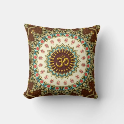 Bohemian OM Mandala Cushion  Pillow