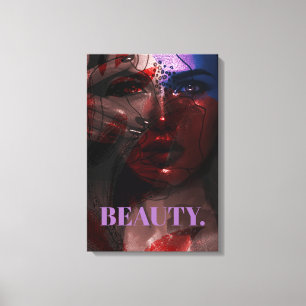 Bohemian Ombre Violet and Burgundy Woman Portrait Canvas Print