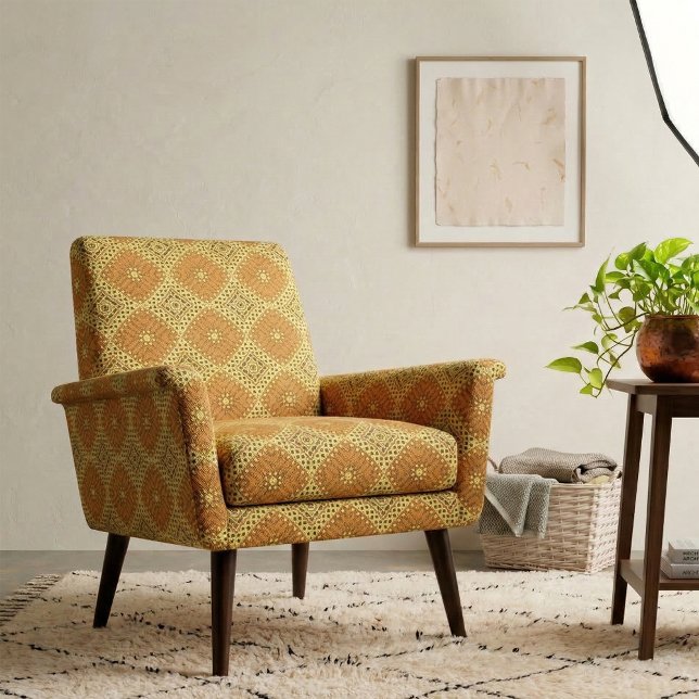 Bohemian Orange Mustard Yellow Geometric Mosaic Fabric (Creator Uploaded)