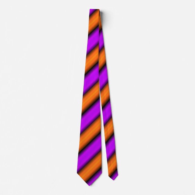 Bohemian Orange Purple Stripes Neck Tie (Front)