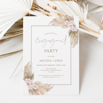 Bohemian Orchard Pampas Grass Floral Engagement Invitation by figtreedesign at Zazzle