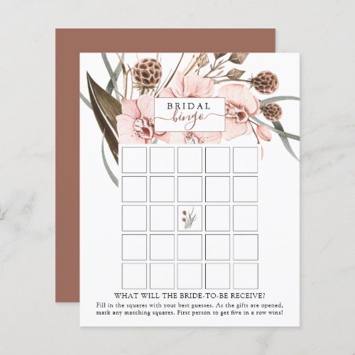 Bohemian Orchid Bridal Shower Bingo Game Card