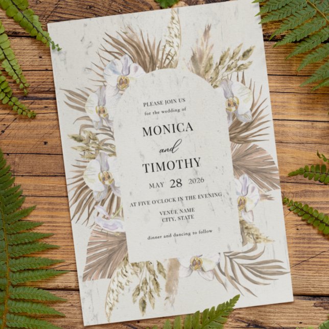 Bohemian Orchid Floral Wedding Invitation (Creator Uploaded)