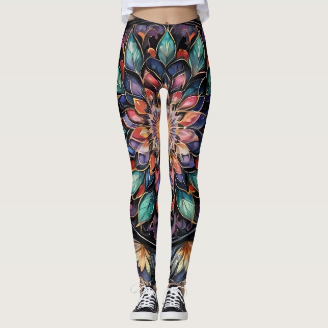 Bohemian Paisley Print Leggings - No. 2 (Front)