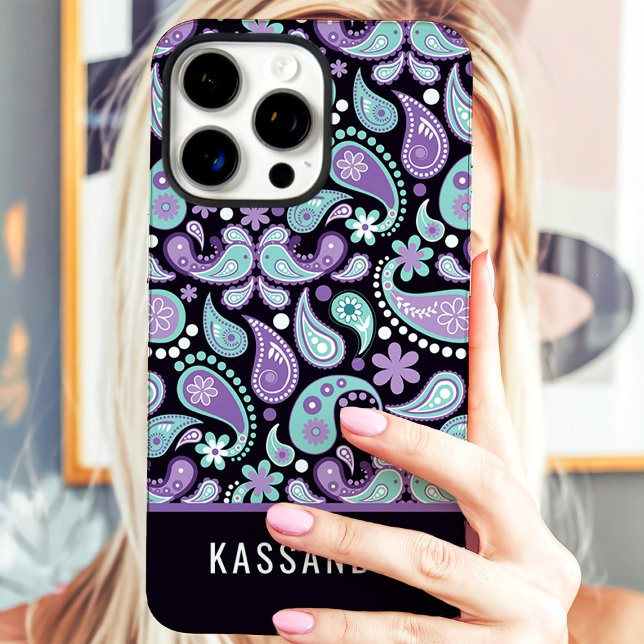 Bohemian Paisley Purple Custom Name Case-Mate iPhone Case (Creator Uploaded)
