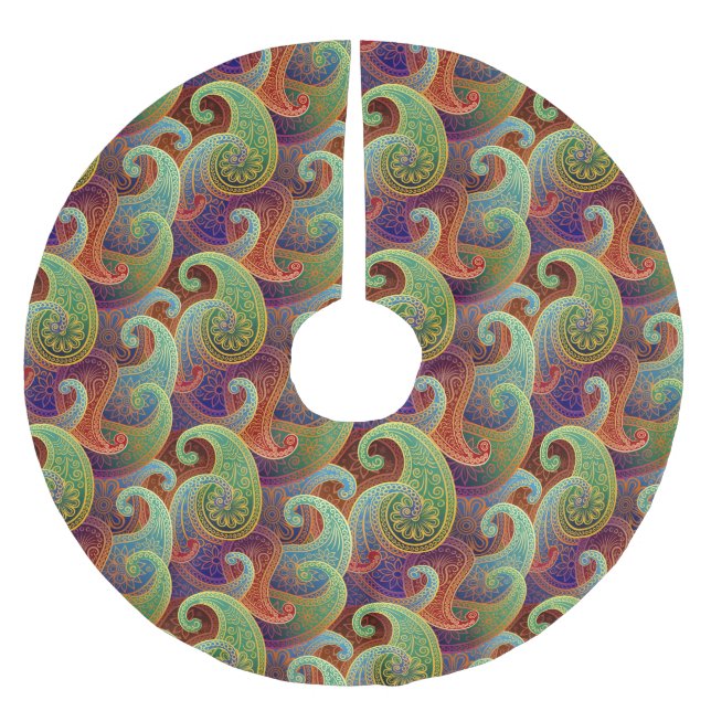 Bohemian Paisley Timeless Pattern Brushed Polyester Tree Skirt (Front)