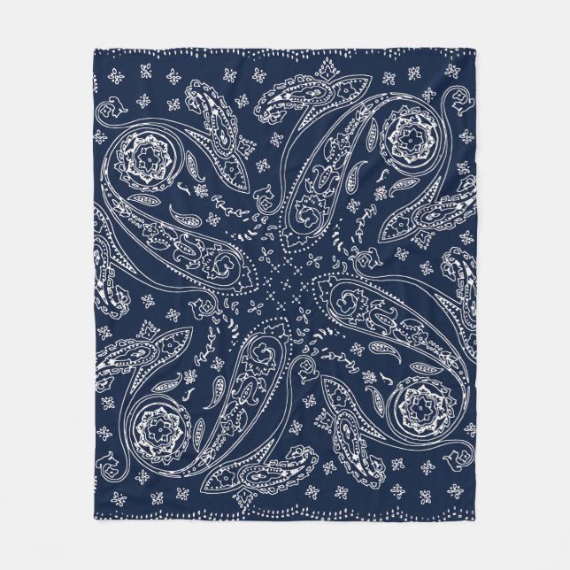 Bohemian Paisley Vintage Print Fleece Blanket (Front)