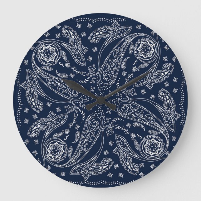 Bohemian Paisley Vintage Print Large Clock (Front)