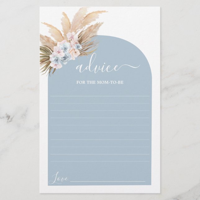 Bohemian Pampas Grass Advice for Mom To Be card (Front)